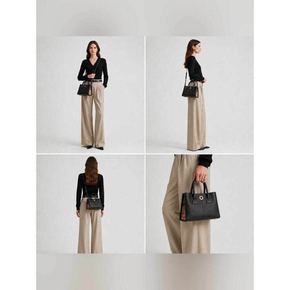 Classic Black Leather Top-Handle crossbody bag black